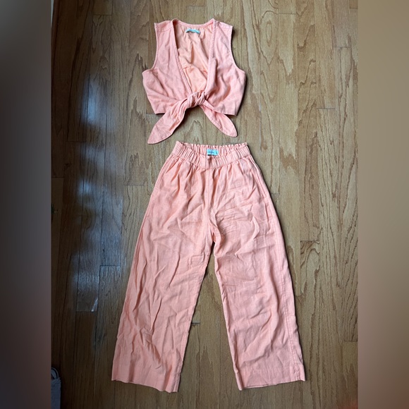Two Piece Orange Linen Abercrombie Set - Picture 2 of 2